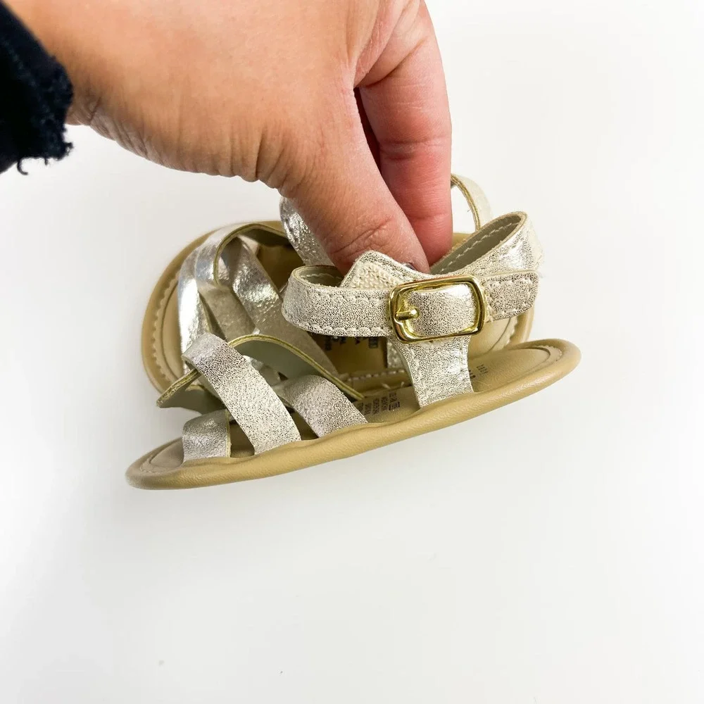 Baby Gap 3-6M Girl Gold Sandals Flip Flops
